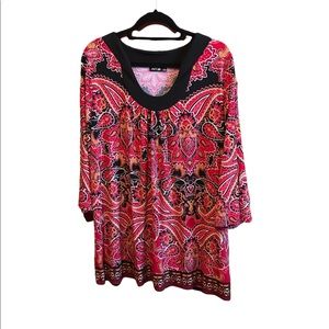 Apt. 9 1X red & black Asian inspired tunic